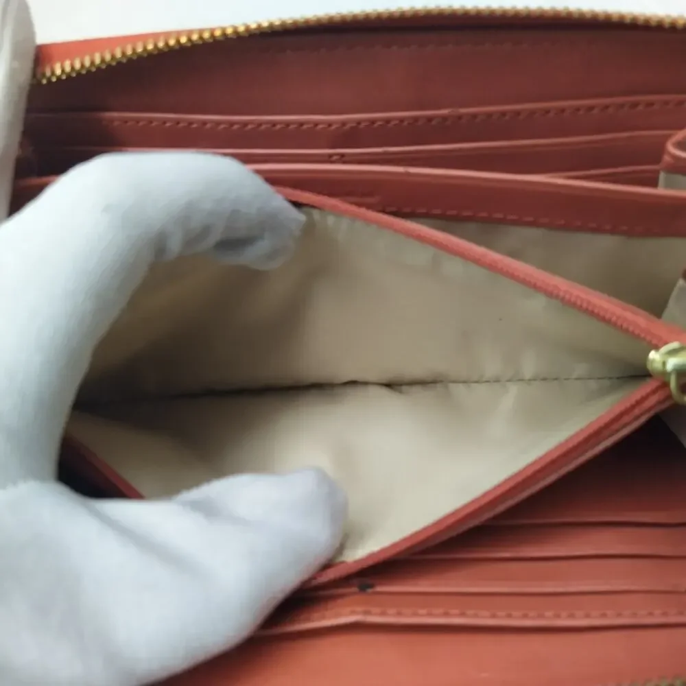 Coach Ashley Red Leather Zip Around Credit Card Wallet